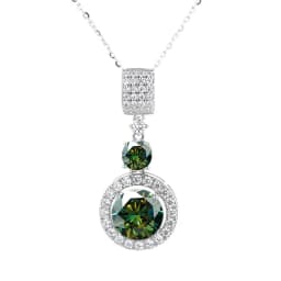 5ct Moissanite Diamond Pendant Necklace with Certificate Blue Green Pink Color Round Shape D Color VVS Moissanite Jewelry Gift