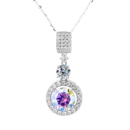 5ct Moissanite Diamond Pendant Necklace with Certificate Blue Green Pink Color Round Shape D Color VVS Moissanite Jewelry Gift