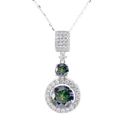 5ct Moissanite Diamond Pendant Necklace with Certificate Blue Green Pink Color Round Shape D Color VVS Moissanite Jewelry Gift