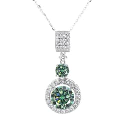 5ct Moissanite Diamond Pendant Necklace with Certificate Blue Green Pink Color Round Shape D Color VVS Moissanite Jewelry Gift