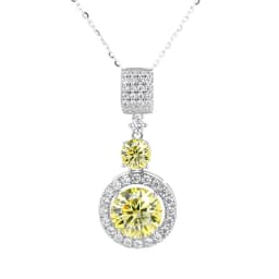 5ct Moissanite Diamond Pendant Necklace with Certificate Blue Green Pink Color Round Shape D Color VVS Moissanite Jewelry Gift