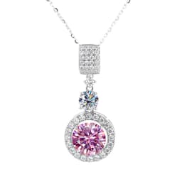 5ct Moissanite Diamond Pendant Necklace with Certificate Blue Green Pink Color Round Shape D Color VVS Moissanite Jewelry Gift