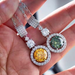 5ct Moissanite Diamond Pendant Necklace with Certificate Blue Green Pink Color Round Shape D Color VVS Moissanite Jewelry Gift