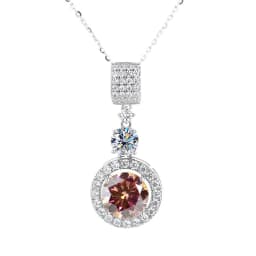 5ct Moissanite Diamond Pendant Necklace with Certificate Blue Green Pink Color Round Shape D Color VVS Moissanite Jewelry Gift