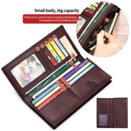 Neutral Wallet Multi-Card Slot Genuine Leather with Album Position Coin Slot Design Durable Money Holder for Men And Women