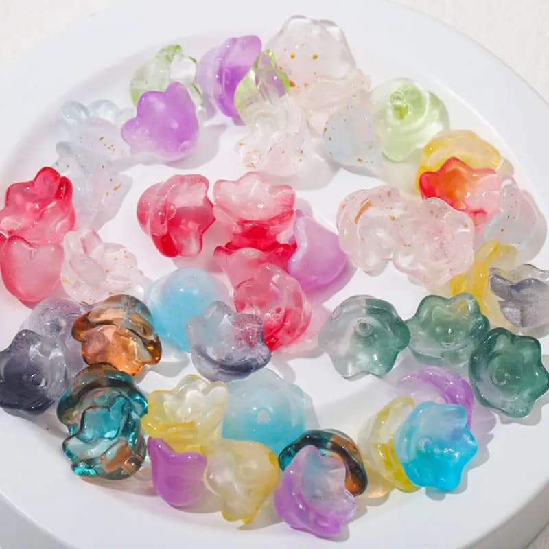 50pcs New Lily Of The Valley Colorful Bead Caps Glass Pendant Spacer Beads Jewelry Making Bracelet Earrings Beading Diy Material
