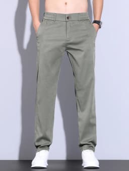 Summer Ultra-thin Men's Lyocell Trousers Fashion Business Straight Casual Cool Ice Silk Elastic Pants Black Grey Green