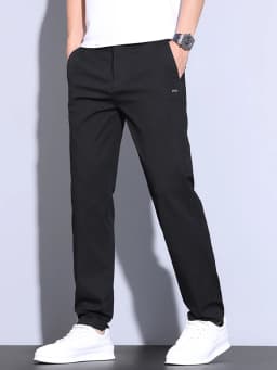 Summer Ultra-thin Men's Lyocell Trousers Fashion Business Straight Casual Cool Ice Silk Elastic Pants Black Grey Green