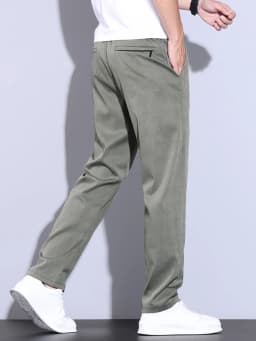 Summer Ultra-thin Men's Lyocell Trousers Fashion Business Straight Casual Cool Ice Silk Elastic Pants Black Grey Green