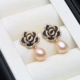 Wedding Freshwater Pearl Drop Earrings Women,Luxury 925 Silver Natural Pearl Earrings Wife Girls Birthday Gift White Black