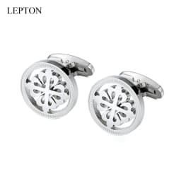 Mens Silver Color Stainless Steel Round Crusaders Cufflinks for Lepton Men Gift for Wedding Groom Business Cufflink Gemelos