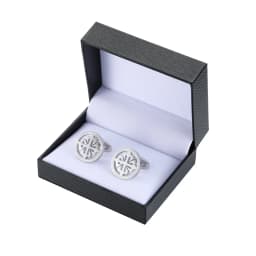 Mens Silver Color Stainless Steel Round Crusaders Cufflinks for Lepton Men Gift for Wedding Groom Business Cufflink Gemelos