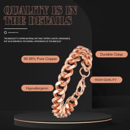 Copper Bracelet for Men Valentine‘s Day Gift 7.5-9 Inch Solid Copper Link Pure Bracelets for Health Jewelry Gifts Mens Bracelet