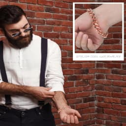 Copper Bracelet for Men Valentine‘s Day Gift 7.5-9 Inch Solid Copper Link Pure Bracelets for Health Jewelry Gifts Mens Bracelet
