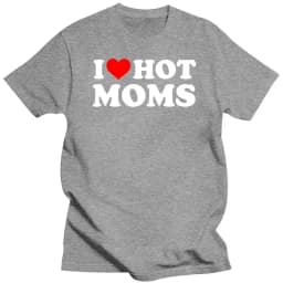 I Love Hot Moms Women T Shirt Hip Hop Loose Style T-Shirts Clothing Funny Red Heart Love Moms Short Sleeve Printed Streetwear