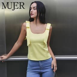 MUJER White Bow Crop Top Woman Sexy Backless Bustier Tops for Women Summer Camisole Sleeveless Tops Women Strap Short Tops Woman