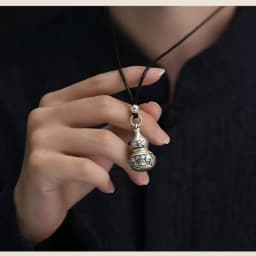 Buyee 925 Sterling Silver Pendant Chain Vintage Thai Silver Gourd Necklace for Men Women Buddhist Charm Unisex Jewelry Gift