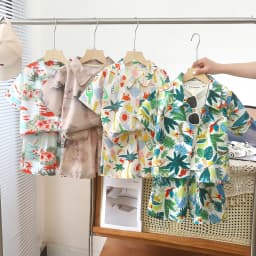Somenie Boys Summer Shirt Set Clothes Infant Vacation Style Thin Short Sleeve + Shorts 2 Piece Kids Clothes Trend 2025
