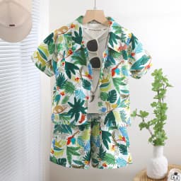 Somenie Boys Summer Shirt Set Clothes Infant Vacation Style Thin Short Sleeve + Shorts 2 Piece Kids Clothes Trend 2025