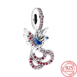 925 Sterling Silver Rotating Star Chart&Puzzle&Wine Bottle&Snowflake&Double Wings Dangle Charm Fit Brand Bracelet Shining Zircon