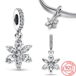 925 Sterling Silver Rotating Star Chart&Puzzle&Wine Bottle&Snowflake&Double Wings Dangle Charm Fit Brand Bracelet Shining Zircon