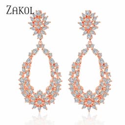 ZAKOL Elegant Water Drop Cubic Zirconia Wedding Earring for Women Luxury Bridal Jewelry Accessories Bijoux