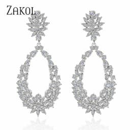 ZAKOL Elegant Water Drop Cubic Zirconia Wedding Earring for Women Luxury Bridal Jewelry Accessories Bijoux