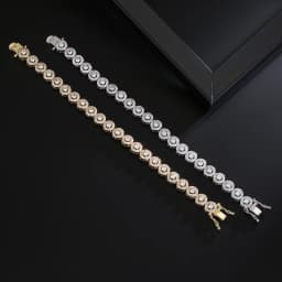 TrendMen Hiphop/Rock Trendy Round Zirconia Tennis Bracelets For Fashion Men Women Gold Color Crystal Wristlet Jewelry Bangles