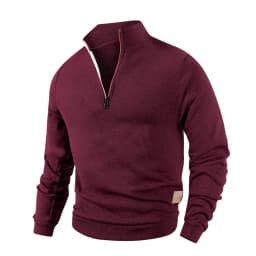 Spring Autumn Fashion High Neck Half Zipper Long Sleeve Sweatshirts Men's Casual Knitted Pullovers Daily Warm Coats