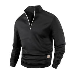 Spring Autumn Fashion High Neck Half Zipper Long Sleeve Sweatshirts Men's Casual Knitted Pullovers Daily Warm Coats