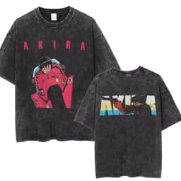 Washed Vintage Anime Akira T Shirts Japanese Science Fiction Cartoon Movie Shotaro Kaneda T-shirt Men's Manga Oversized T-shirts