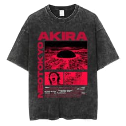 Washed Vintage Anime Akira T Shirts Japanese Science Fiction Cartoon Movie Shotaro Kaneda T-shirt Men's Manga Oversized T-shirts