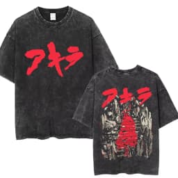 Washed Vintage Anime Akira T Shirts Japanese Science Fiction Cartoon Movie Shotaro Kaneda T-shirt Men's Manga Oversized T-shirts