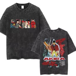 Washed Vintage Anime Akira T Shirts Japanese Science Fiction Cartoon Movie Shotaro Kaneda T-shirt Men's Manga Oversized T-shirts