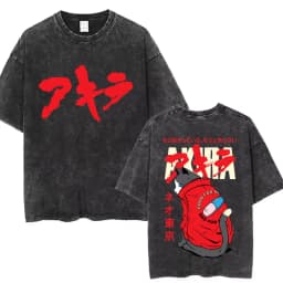 Washed Vintage Anime Akira T Shirts Japanese Science Fiction Cartoon Movie Shotaro Kaneda T-shirt Men's Manga Oversized T-shirts
