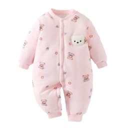 Winter Cute Animal Design Neonatal Boys Girls Teddy Bear Pattern 100 Cotton Rompers Children's Clothing