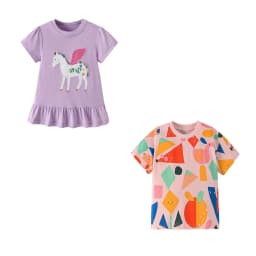 Jumping Meters 2-7T New Arrival Unicorn Embroidery Hot Selling Cotton Summer Girls Tshirts Baby Clothes Children's Tees Tops