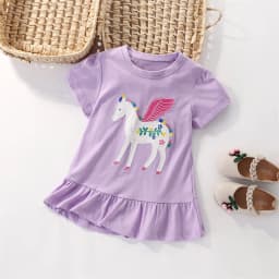 Jumping Meters 2-7T New Arrival Unicorn Embroidery Hot Selling Cotton Summer Girls Tshirts Baby Clothes Children's Tees Tops