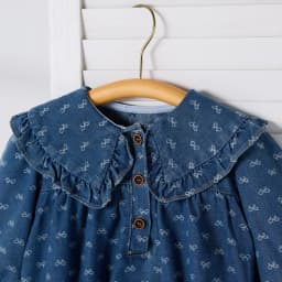 Spring Big Lapel Cowboy Long-Sleeved Triangle Onesie Bow Print Casual Baby Girls Climbing Clothes Ha Clothes