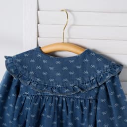 Spring Big Lapel Cowboy Long-Sleeved Triangle Onesie Bow Print Casual Baby Girls Climbing Clothes Ha Clothes