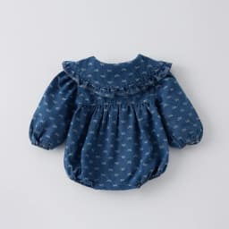 Spring Big Lapel Cowboy Long-Sleeved Triangle Onesie Bow Print Casual Baby Girls Climbing Clothes Ha Clothes