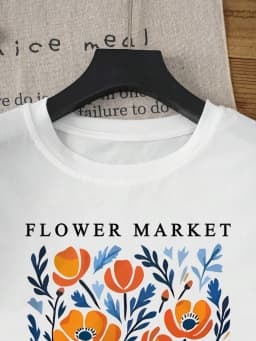 Yellow Flowers Market California Print T-Shirt Woman Soft Cotton Tee Top O-Neck Casual T Shirt Crewneck Sports Short Sleeve