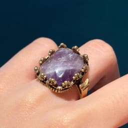 Retro Noble Purple Square Natural Stone Rings for Women Prong Setting Wedding Bands Vintage Antique Jewelry Party Copper 2024
