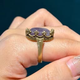 Retro Noble Purple Square Natural Stone Rings for Women Prong Setting Wedding Bands Vintage Antique Jewelry Party Copper 2024