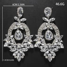 Statement Large Rhinestone Dangle Earrings Wedding for Women Prom Exaggerate Geometric Crystal Drop Earrings Jewelry Party