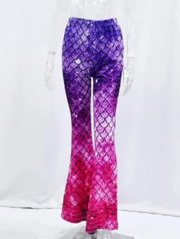 Nadanbao Pink Mermaid Flare Pants for Women Fish Scales 3D Digital Print Trousers Fashion Casual Streetwear Spring Autumn Bottom