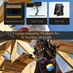 MELOTOUGH Small Electrician Tool Pouch Tool Belt Pouch with Belt Clip Attachment 9 Pockets, Tape Thong, Great ElectricianHolster
