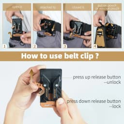 MELOTOUGH Small Electrician Tool Pouch Tool Belt Pouch with Belt Clip Attachment 9 Pockets, Tape Thong, Great ElectricianHolster