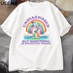 Undiagnosed But Something Is Definitely Wrong T-Shirt Vintage Men's Clothes Summer Cotton Short Sleeve T Shirt Loose Tops
