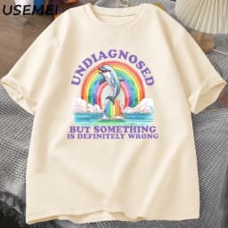 Undiagnosed But Something Is Definitely Wrong T-Shirt Vintage Men's Clothes Summer Cotton Short Sleeve T Shirt Loose Tops
